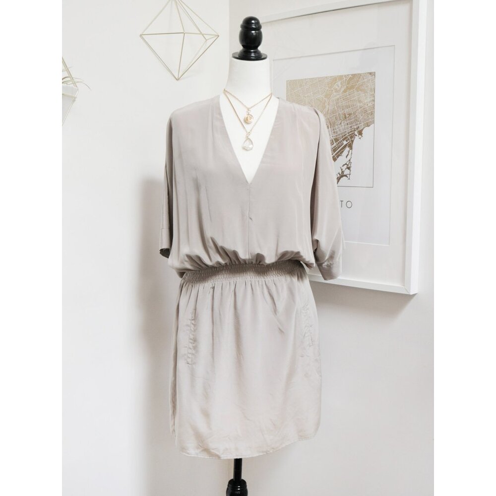 JUDITH & CHARLES 100% Silk Khaki Shirt Dress